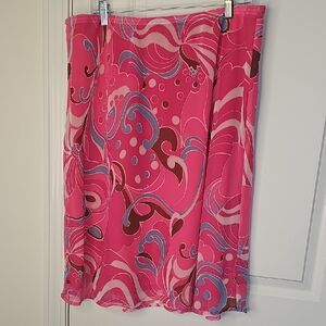 Giorgio Fiorelli Pink and Brown A-Line Skirt Size XL